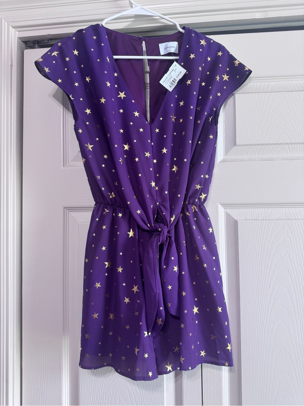 Adrienne Purple Mini Dress with Gold Star Print
